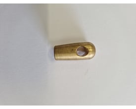 Messing indføringsspids til 4,5 mm rørål med M5 indvendigt gevind og sidehul til træksnor.