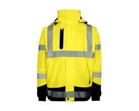 Lyngsøe åndbar stretch regnjakke, FOX4WS-5057, kl. 3 gul med sorte detaljer og reflekser.