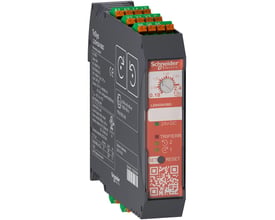 Schneider Electric TeSys H reverserende sikkerhedsstarter LZ8H2X4BD med 24VDC styring og 3kW effekt, vist fra siden med tydelige mærkater og fjederklemmer.