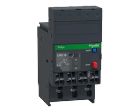 Schneider Electric TeSys D termorelæ LRD 16 med et justerbart indstillingsområde fra 9-13A, fremstillet i mørkegrå plast.