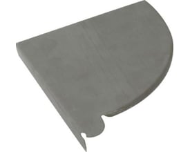 VMZINC endebund til kvartrund arkitekt tagrende, QUARTZ-ZINC, 333 mm diameter, vist fra en vinkel der fremhæver dens højre orientering og materiale.