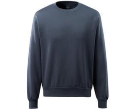 Mascot Carvin sweatshirt i mørk marine, str. 6XL, vist forfra med rund hals og ribkanter ved håndled og kant.