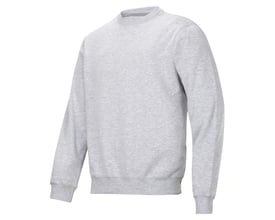 Snickers Workwear sweatshirt i grå, størrelse S, med rund hals og ribstrikkede manchetter og kant.