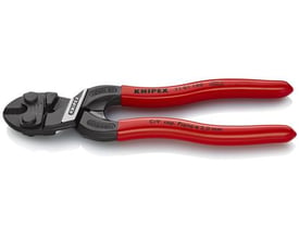 Overhead-billede af Knipex Cobolt® boltsaks 7101-160, 160 mm, med røde greb og tydelige mærkninger.