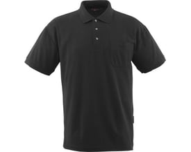 Mascot Borneo poloshirt i sort XL, fremstillet i pique kvalitet med stolpelukning og brystlomme.
