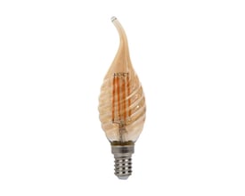 V-TAC Twisted LED kertepære med E14 fatning, 4W effekt og amberfarvet glas med synlige filamenter.