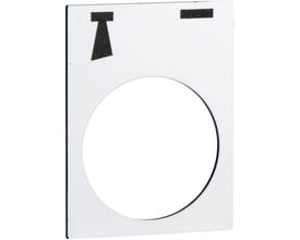 Schneider Electric Harmony skilt med sort pil pegende skråt nedad, 30x40mm plast, til Ø22mm knapper.