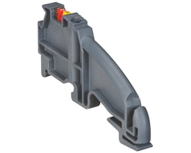 Legrand Viking 3 skruemonteret endevinkel i grå plast til 10 mm mærkning med farvede markører indsat.