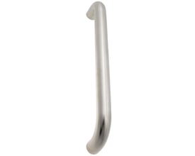 Lige dørhank fra Assa Abloy, Ø25 x 300 mm, med et slankt sølvfarvet greb og afrundede ender.