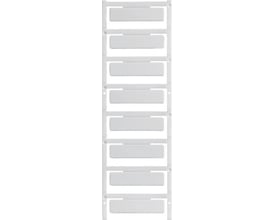 Weidmüller komponentmærke CC 15/60 MC i hvid PA 66, viser en række af 15x60mm mærker klar til print.