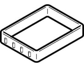 Festo tætning VABD-S2-1-S-C vist i isometrisk perspektiv med en klar angivelse af dens rektangulære form og perforerede side.