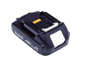 Wavin-batteri til MINI MAP2L-presmaskine, vist som sort batteri med gult kontaktfelt og hvid låsedel.
