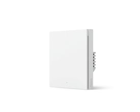 Aqara Smart Wall Switch H1, enkel, hvid Zigbee 3.0 kontakt med diskret blå LED-indikator og Aqara logo.
