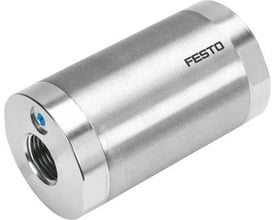 Festo slangeventil VZQA-C-M22C-15-GG-V2V4E6 i børstet metal med tydeligt Festo logo og tilslutningsgevind.
