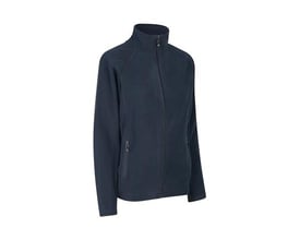 ID Identity navy dame fleececardigan med YKK-lynlås foran og i sidelommer, lavet af polyester.