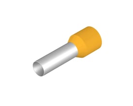 Isoleret terminalrør fra Weidmüller i gul farve, designet til 25 mm² ledere med en konisk kabelindgang i polypropylen.