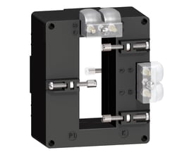 Schneider Electric CT 1250/5A dual output strømtrafo med 4000/5A strømforhold, vist med primære skrueforbindelser.