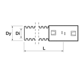 Diagram over Wavin 92/80 mm PVC-kabelrør, viser ydre diameter (Dy), indre diameter (Di) og længde (L).