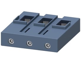 Siemens 3-polet boksklemme i grå til kontaktorstørrelse S3, model 3RT2.4, set skråt forfra.
