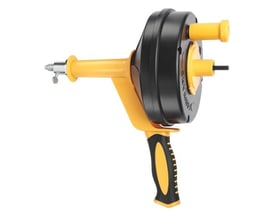Ironside Power Spin afløbsrenser med 6 mm x 7,6 m spiral, sort kabelhus og gul-sort sidegreb.