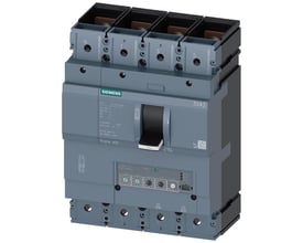 Siemens MCCB 3VA23, en 4-polet maksimalafbryder med en nominel strøm på 400A og en brydeevne på 55kA, vist på neutral baggrund.