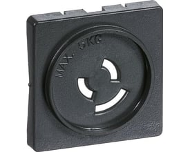 LK FUGA afdækning til lampestikkontakt i koksgrå plast med 1 modul bredde og indgraveret 'MAX. 5KG'.