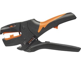 Detaljeret billede af Weidmüller Stripax Ultimate XL afisoleringstang med orange og sorte håndtag, viser justeringsmekanisme.