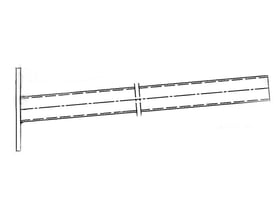 Vægarm med 0,3 meters udlæg og 5° hældning, vist som en teknisk tegning på hvid baggrund.