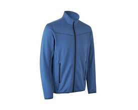 ID Identity Cardigan storm i blå i størrelse L, fremstillet i stretch materiale med YKK lynlås og lommer.