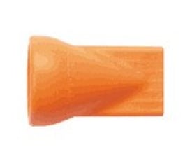 Fladdyse til Loc-Line systemer med dimensionerne 7XØ2,0 i orange plast, vist på hvid baggrund.