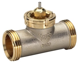 Danfoss ventilhus VMT 20/8 i messing, viser udvendig gevind og mærkning for Kvs 2,3 og DN20.