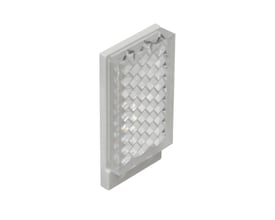 Carlo Gavazzi prismereflektor til fotoelektriske afbrydere med klar, facetteret reflektor på lys ramme, 23,5 x 47,5 x 8 mm.