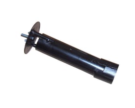 Sort blæserør på 90 cm med en flange og justeringsbolt i den ene ende, velegnet til varmepistol.