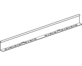Teknisk tegning af Legrand deleskinne Light GLO-4, viser den perforerede kant og U-formede profil.