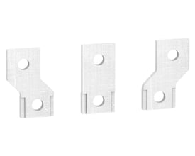 Tre forskellige Schneider Electric spredersæt, 45mm, fremstillet af galvaniseret metal.