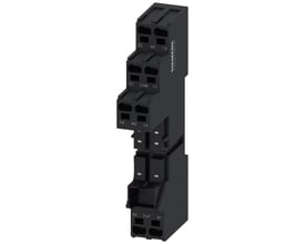 Siemens Relæsokkel RT7 med type nr. RT7872P, viser Push-In terminaler og markeringer som NC, COM, NO, Coil.
