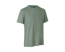 ID Identity T-shirt i støvet grøn, størrelse M, lavet af blød Lyocell med bikube-mønsterstruktur.