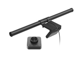 55cm skærmlys CCT lampe i sort aluminium med USB-kabel og trådløs fjernbetjening på hvid baggrund.