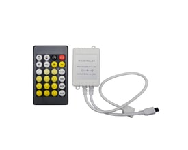 V-TAC infrarød controller til CCT Cree strips, med fjernbetjening, vist sammen på en hvid baggrund.