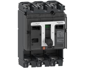 Schneider Electric 3-polet maksimalafbryder NSX160F DC med en nominel strøm på 160A og en brydeevne på 36kA ved 750VDC.
