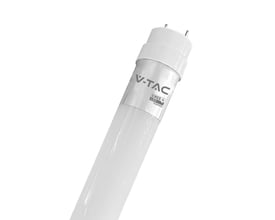 V-TAC 150 cm T8 LED rør i nano plast med G13 fatning på hvid baggrund.