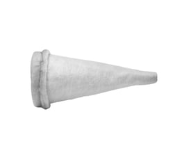 Lindab kanalfilter STR med 200mm diameter, vist fra siden med den koniske ende pegende til højre.