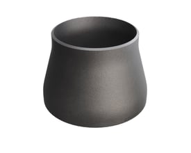 Koncentrisk reduktion i P235GH stål, dimensioner 219,1/6,3 mm x 168,3/4,5 mm, med en let ru overflade og logo nedre kant.