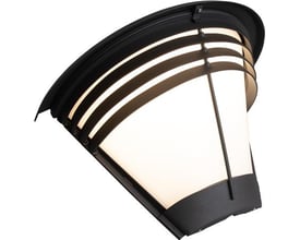 Hide-a-lite Pave Deco IV vægarmatur i antracit med opal skærm og buet, lamelopdelt front, set skråt forfra.