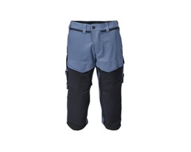 Baganvendelse af Mascot Customized Knickers, stenblå/mørk marine, C54, med fokus på ergonomisk design og reflekseffekter.