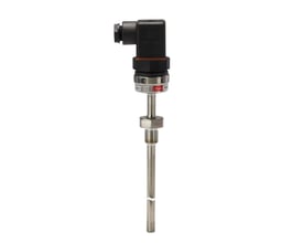 Danfoss MBT 3560 Temptran temperaturføler set forfra, med synlig 1/4" gevind og dataplade med 32V mærkning.