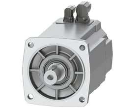 Siemens Simotics S-1FK2 CT servomotor med 27 Nm moment og 4 kW effekt, vist fra siden med aksel og monteringsflange.