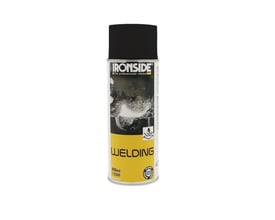 Ironside svejsespray på 400 ml i en sort og gul spraydåse med sort hætte og motiv af svejsning på etiketten.