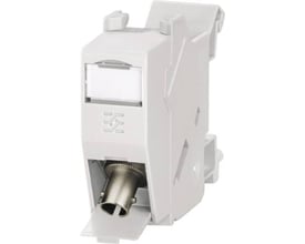 Weidmüller koblingsterminal Cat.6 med ST/ST tilslutning for TS35 din-skinne i lys grå polyamid.