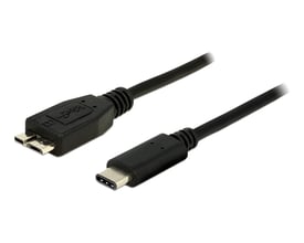 Sort Delock USB 3.1 Gen 2-kabel på 1 meter med USB Type-C- og USB Micro-B-stik ved enderne.